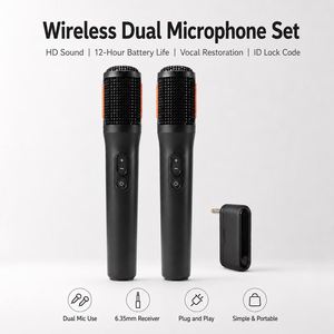 <span class=keywords><strong>Microphone</strong></span> sans fil à condensateur portable deux-en-un à bande U, à directivité omnidirectionnelle pour le chant en direct et le streaming - Product Image 1