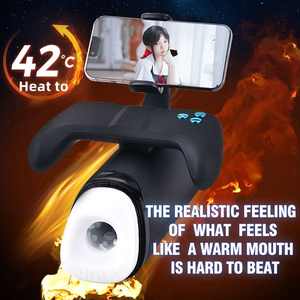 SacKnove sichtbar <span class=keywords><strong>Video</strong></span> Männer Sexspielzeug elektrisch automatisch aufgeheizter Penisvibrator stoßen Masturbationsbecher mit Handyhalterung - Product Image 2