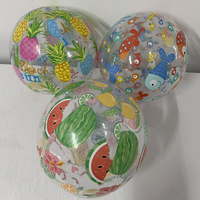 Ballon de plage gonflable transparent en vinyle PVC Intex 0,18 mm, motif imprimé, 34 cm, pour piscine, lacs et rivières