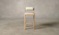 Tabouret de bar moderne en bois massif, style nordique, luxe léger, hauteur fixe, chaise de salle à manger en tissu pour îlot de cuisine, appartement, villa