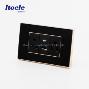 118 Black White Acrylic Metal Waterproof Wall <strong>Socket</strong> Modular 2 Outlets 16A US <strong>UK</strong> EU Electric Power Outlet With 2 USB Type-C - Product Image 2