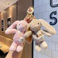 Peluche personnalisée lapin aux longues oreilles, figurine mignonne mini lapin, ornement, poupée, porte-clés pour sac à dos, cadeau de fête