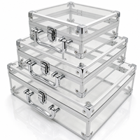 Portable Transparent Cadre En Aluminium Valise avec Poignée et Serrure pour L'affichage De Bijoux