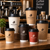 Gobelets à café jetables en papier noir avec couvercle, à paroi simple ou double, pour boissons chaudes, avec logo personnalisé imprimé, 8 oz, 12 oz, 16 oz