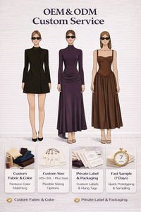 Abito Lungo in <span class=keywords><strong>Chiffon</strong></span> da Donna con Maniche Lunghe, Elegante, Traspirante, Ecologico, con Vita Arricciata, Produzione Personalizzata all'Ingrosso - Product Image 3