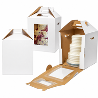 Boîte à gâteau blanche avec fenêtre et poignée, boîte d'emballage pour gâteau à toit plat, boîte à pâtisserie pour gâteau de mariage, boutique de desserts, logo personnalisé