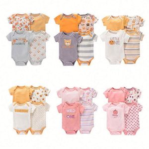 Bộ đồ liền thân mùa hè cho bé sơ sinh 4 món/bộ, chất liệu cotton in hình, quần áo bé trai dễ thương, tay ngắn, dành cho bé 0-9 tháng tuổi - Product Image 1