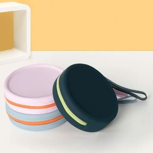 Mini porte-monnaie pour femmes et filles, en silicone blanc rond avec fermeture à glissière, élégant porte-monnaie - Product Image 1