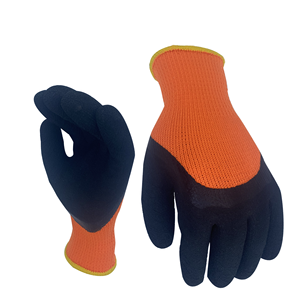 Trung Quốc terry mềm lót Latex Crinkle nửa tráng an toàn làm việc găng tay cam/đen chịu dầu nhiệt thoáng khí kích thước S-XXL - Product Image 1