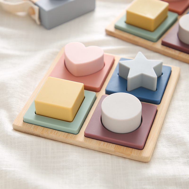 Жевательная силиконовая бамбуковая деревянная игрушка-головоломка