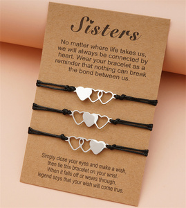 3 Pcs/Set Love Heart Sisters Card Bracelet BFF Best Friendship Confidante Forever Acier inoxydable Tressé à <span class=keywords><strong>la</strong></span> main Cadeau d'anniversaire - Product Image 5