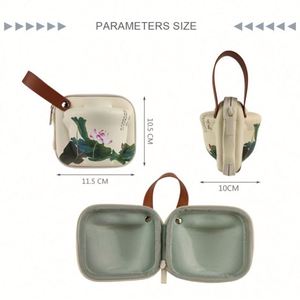 Ensemble de tasses à thé de voyage de style chinois, étui à thé en EVA avec fermeture éclair, étanche en PU, résistant pour le café et le thé, théière en porcelaine durable - Product Image 6