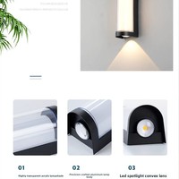 Lampe murale en aluminium et verre, étanche, moderne, minimaliste, blanc chaud, garantie, tension universelle, jardin, balcon