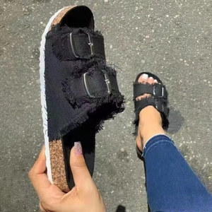 Sandalias de Tacón Inclinado para Mujer, Verano 2026, con Borde Desbastado, Doble Suela de Goma, Transpirables, Antideslizantes, Casuales, para Exteriores - Product Image 3