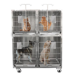 Cage <span class=keywords><strong>pour</strong></span> chien robuste en acier inoxydable 304 avec double porte en métal solide <span class=keywords><strong>pour</strong></span> chiens moyens et grands <span class=keywords><strong>pour</strong></span> hôpital <span class=keywords><strong>pour</strong></span> animaux de compagnie - Product Image 2