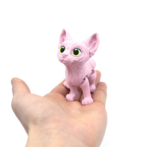 Figurine de chat sans poils imprimée en 3D, jouet réaliste, figurine de chaton en plastique articulée et mobile, pour les jeunes de 15 à 35 ans - Product Image 2