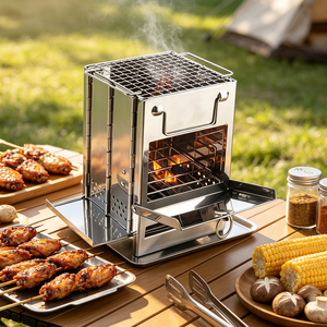 G34 <strong>Small</strong> Iron Charcoal BBQ Grill Stove Wholesale Folding Design High Quality for <strong>Barbeque</strong> Cooking Essential BBQ Tools - Product Image 1
