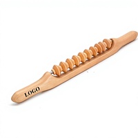 Rouleau de massage multi-roues en bois de hêtre, masseur corporel manuel en bois pour la relaxation musculaire et la correction de la posture