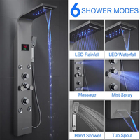 Promotion Colonne de Douche Murale en Acier Inoxydable Effet Cascade, Panneaux de Douche LED pour Salle de Bain