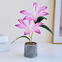 Plante artificielle en pot de lys, mini bonsaï de lys artificiel avec pot, décoration de table pour la maison