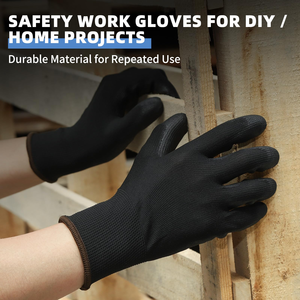 Guantes de Trabajo de Seguridad para la Construcción, Jardinería, Antideslizantes, Protección Industrial ESD, Recubiertos de PU Negro, Venta al Por Mayor - Product Image 3