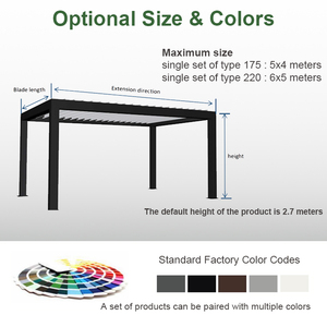 Envío barato pérgola bioclimática personalizada cubierta de patio de aluminio motorizada diseño moderno persiana techo pérgola motorizada - Product Image 4