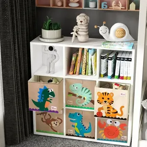 Contenedores de Almacenamiento Rectangulares Plegables con Diseño de Animales, Caja de Juguetes de Tela, Organizador con Embalaje de Cartón para Niños - Product Image 5