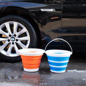 Cubo de Plástico Plegable para Pesca, Playa, Limpieza del Hogar, Cubo Redondo Impermeable para Exteriores con Tapa - Product Image 5