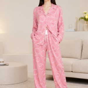 Pyjama deux pièces boutonné en coton uni pour femme, design personnalisé, sexy, grande taille, vêtements de nuit pour femme - Product Image 3