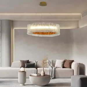 Luminaires suspendus ronds modernes de luxe pour bureau, chambre d'hôtel, lustre pour salon