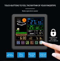 Pantalla LCD Estación Meteorológica Inalámbrica a color con sensor exterior Termómetro Meteorológico de escritorio digital Reloj para jardín