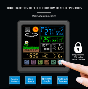 <span class=keywords><strong>LCD</strong></span> hiển thị màu không dây Trạm thời tiết với cảm biến ngoài trời kỹ thuật số máy tính để bàn thời tiết Nhiệt kế đồng hồ cho vườn - Product Image 3