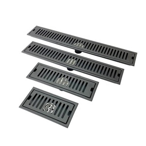 OEM Custom Black Stainless Steel Bathroom Floor Drain Anti-Odor Rectangle Shower Drain with Modern Design for Hotels - Product Image 1