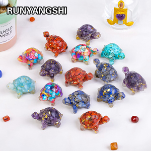 Đồ trang trí rùa bằng đá pha lê tự nhiên, tự làm, dạng hạt, gắn keo, quà tặng - Product Image 2