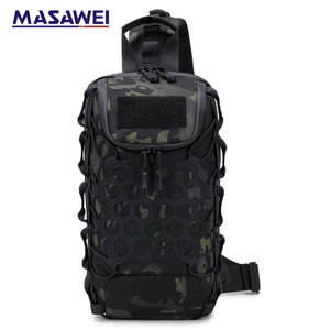 Masawei กระเป๋าคาดอกไนลอนอเนกประสงค์, กระเป๋ากีฬาสะพายไหล่สีดำ CP - Product Image 1