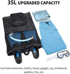 Custom Lightweight Unisex Swim Drawstring <b>Backpack</b> with Zipper Closure Polyester Waterproof Mesh Swimmers Bag - Product Image 4