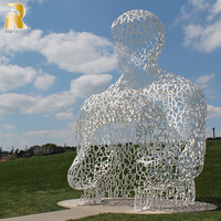 Sculpture de personnes creuses en acier inoxydable de grande taille RELONG, de haute qualité pour la décoration artistique moderne en extérieur