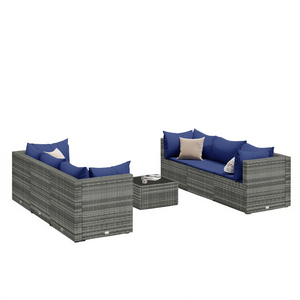 Gray <b>Rattan</b> Garden Set 6 Seater Outdoor Patio Furniture Elegant Weather Resistant <b>Sofa</b> Set - Product Image 1