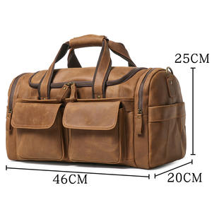 Bolsa de Viaje Vintage para Hombre de Cuero Genuino, Bolso de Mano de Cuero Crazy Horse, Bolso Bandolera, Bolsa de Viaje de Negocios - Product Image 1