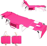 Chaise de bronzage robuste avec chaise longue pliante réglable à 5 positions, chaise longue de plage portable
