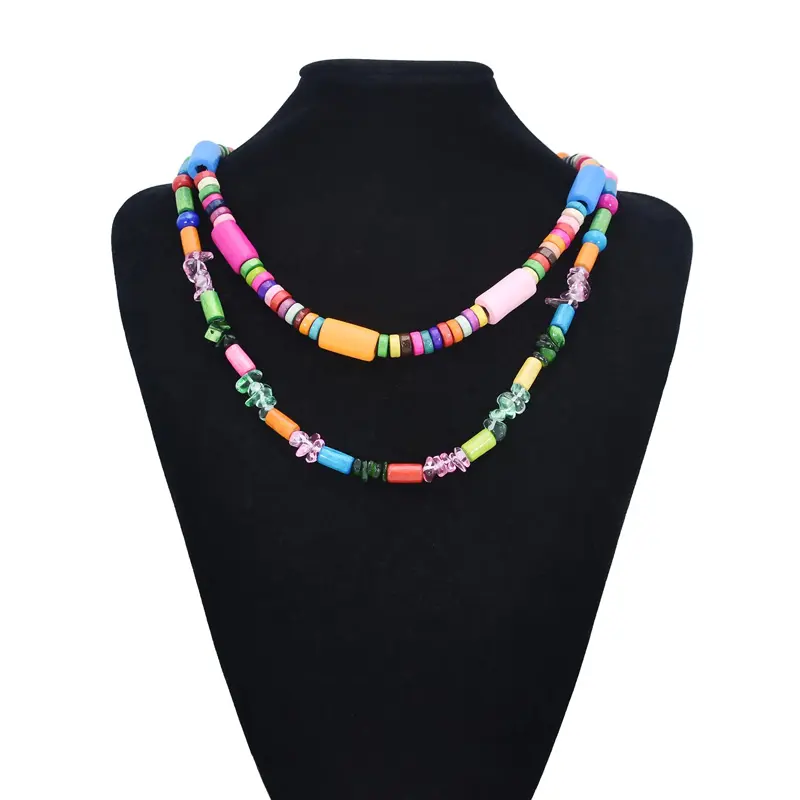 Monili di modo di Stile Etnico Handmade Per La Festa della Mamma di Viaggio Spiaggia Multicolore Arcobaleno di Semi di Rilievo Puka Shell Della Collana Della Catena