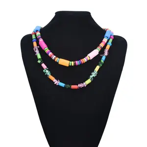 时尚珠宝手工制作民族风为母亲节海滩旅行多色彩虹种子串珠普卡壳链项链
