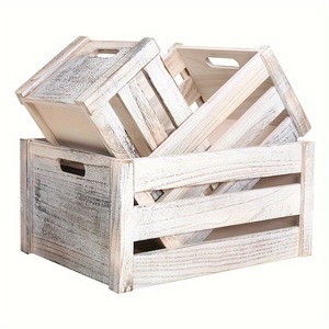Cassette in Legno Rustico Lucidato e Sbiancato, Fatte a Mano, Impilabili e Annidabili, per Arredamento Rustico - Vendita all'Ingrosso - Product Image 6