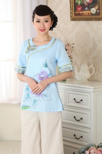 Nueva blusa Cheongsam pintada a mano, algodón, lino, estilo nacional <span class=keywords><strong>chino</strong></span>, traje Tang para mujer - Product Image 2