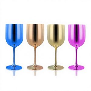 Gobelet à vin en plastique PP incassable, plaqué or, réutilisable, 450 ml, design moderne et luxueux, pour fêtes et mariages - Product Image 1