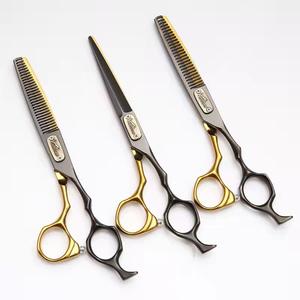 Peluquería de salón, tijera de adelgazamiento, tijeras de pelo profesionales, tijeras de corte de pelo de peluquero doradas de 6 pulgadas - Product Image 2