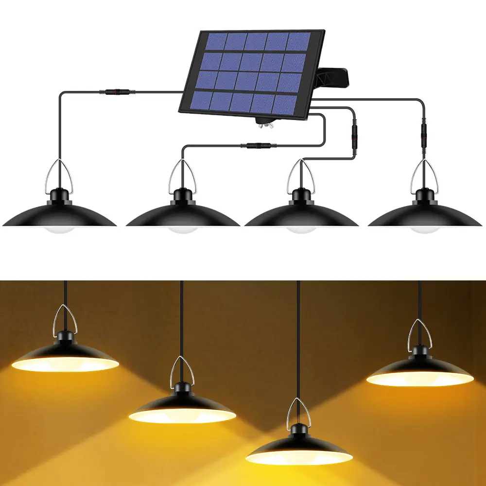 Модернизированный подвесной светильник на солнечной батарее с двойной головкой, уличный комнатный светильник для кемпинга и дома, 2 Вт