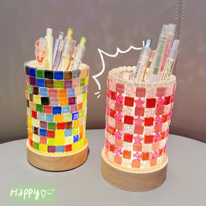 ที่ใส่ปากกาโมเสคพร้อมไฟ LED ชุดงานฝีมือพลาสติกทรงกลมสำหรับเด็กเป็นของขวัญ - Product Image 3