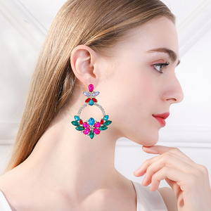 Pendientes Colgantes de Cristal con Flores Bohemias, Pendientes de Cristal de Colores para <span class=keywords><strong>Mujer</strong></span>, Joyería Vintage - Product Image 4