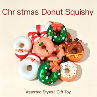 Jouets Squishy Donut de Noël en PU à Remontée Lente, Jouets Anti-Stress à Presser en Forme d'Aliments, Cadeau de Fêtes, Vente en Gros